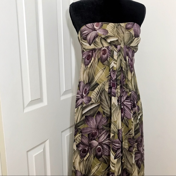 TULEH SILK FLORAL PRINT GOWN 8 MED - Picture 5 of 6